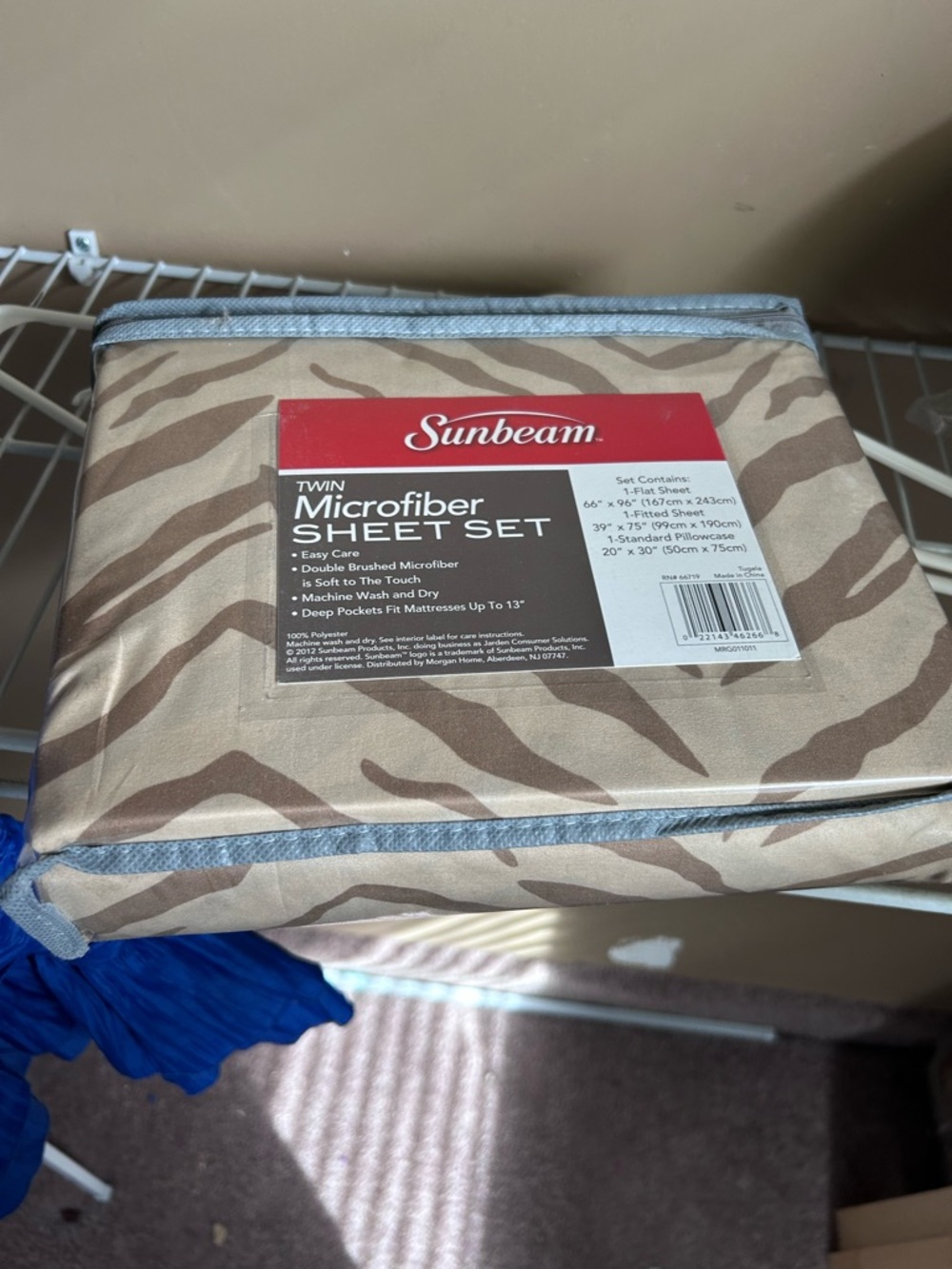 Sunbeam Zebra-Pattern Microfiber Sheet Set - Taupe and Cream